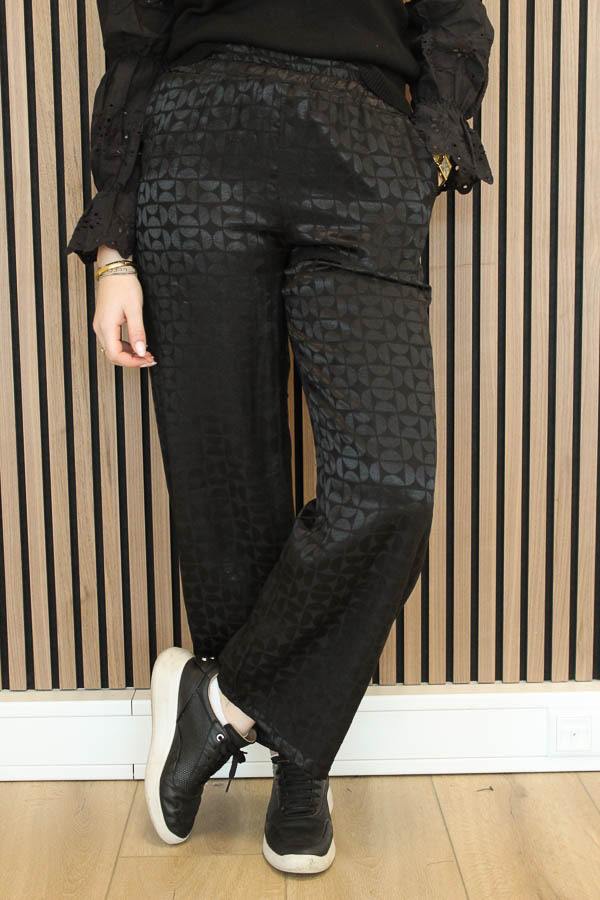 Onzin kleding stof Recensent Zwarte recht satijnen broek | Loret - Magnifique fashion